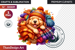 Autumn Cute animal in a bucket clipart Pumpkin thanksgiving Product Image 1