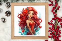 Christmas Mermaid Clipart Sublimation, Christmas PNG Product Image 3