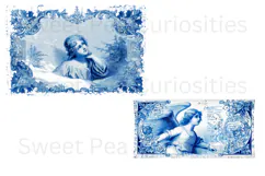 Vintage, Blue Toile,Victorian, Scraps,Ephemera, PNG, Clipart Product Image 3