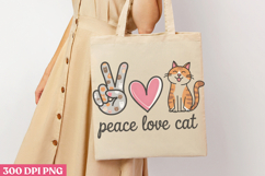 Peace Love Cat PNG, Cat Mom Sublimation PNG Product Image 1
