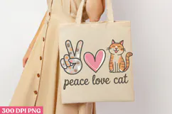 Peace Love Cat PNG, Cat Mom Sublimation PNG Product Image 1