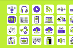 24 Podcast Production Illustration Icon Bundle EPS Vector Product Image 3