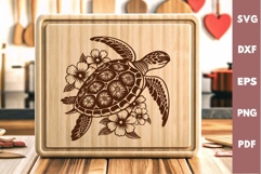 Sea Turtle Design, Underwater World, Cutting board Laser SVG Product Image 3