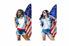 USA Independence Day Girls Clipart Set, 4th of July clipart Product Image 9