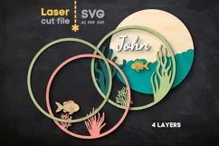 Fishes Baby Name Sign SVG laser cut file for Glowforge Product Image 3