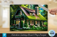 Cottage in the Forest Cutting Board Sublimation Design Product Image 1
