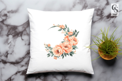 Peach Floral Crescent Clipart Sublimation PNG Product Image 3