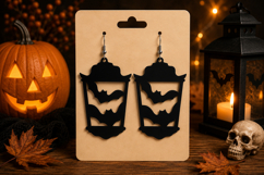 Halloween Lantern Earrings SVG - Laser Cut Spooky Earrings Product Image 1