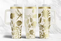 40oz Tumbler laser svg Wildflowers and Dragonflies wrap Product Image 3