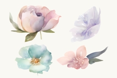 Watercolor Flower Clipart PNG, Decorative Floral Clipart Product Image 3