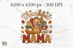 Thankful Mama PNG, Cute Turkey Thanksgiving Sublimation Product Image 2