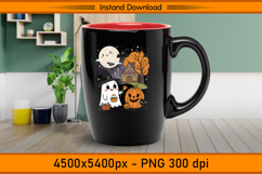 Cute Christmas Ghost Cat and Pumpkin House PNG Product Image 3