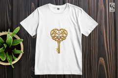 Gold Heart Key Clipart Sublimation PNG Product Image 2