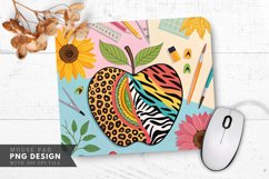 Vibrant Apple Animal Prints and Flowers Mouse Pad PNG Product Image 1