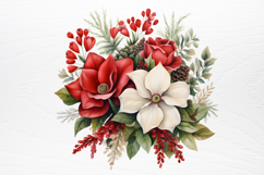 Christmas Flowers Watercolor Clipart PNG Product Image 3