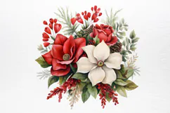 Christmas Flowers Watercolor Clipart PNG Product Image 3