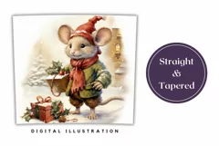 Watercolor Christmas Tumbler Sublimation, Cute Mouse Tumbler Product Image 3