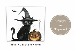 Halloween Tumbler Wrap, Black Cat Tumbler Sublimation Design Product Image 3