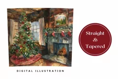 Christmas Tree Tumbler, Watercolor Christmas Tumbler PNG Product Image 3