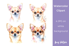 Cute Watercolor Chihuahua Clipart 4 JPG Product Image 1