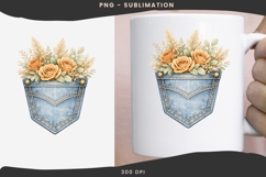 Denim pocket flowers png design for T-shirts Product Image 3