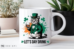 St Patricks Day Cat With Whiskey Sublimation PNG Product Image 2