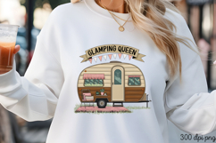 GLAMPING QUEEN PNG, Retro Camping Sublimation PNG Product Image 3