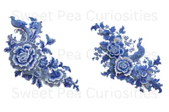 Blue Toile, Ephemera, PNG, Clipart, Junk Journal, flowers Product Image 3