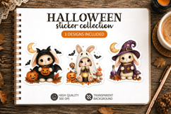 Cute Halloween Bunny Stickers Ghost Witch Vampire Product Image 1