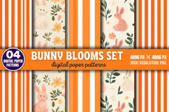 Bunny Blooms set Digital Background Bundle PNG Product Image 4