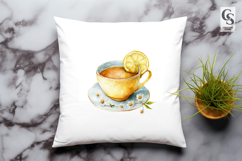 Watercolor Lemon Tea Cup Clipart Sublimation PNG Product Image 3