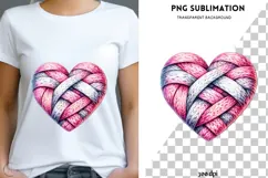 Valentine knitted heart png design for T-shirts Product Image 3