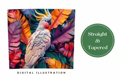 Cockatoo Tumbler Wrap Design, Tropical Birds Sublimation PNG Product Image 3