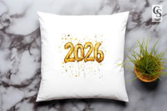 Year 2026 Balloon Gold Confetti Watercolor Clipart PNG Product Image 3