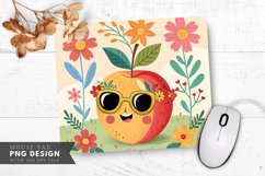 Funky Apple Design with Floral Elements Mouse Pad PNG Design Product Image 1