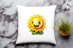 Cute Sunflower Smiling Faces Clipart Sublimation PNG Product Image 3
