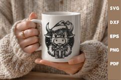 Highland Cow laser SVG PNG| Christmas Cutting Board Design Product Image 3