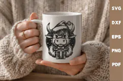 Highland Cow laser SVG PNG| Christmas Cutting Board Design Product Image 3