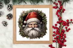 Watercolor Peeking Santa and Snowman Clipart, Christmas PNG Product Image 3