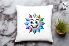 Smiling Snowflake Face Clipart Sublimation PNG Product Image 3