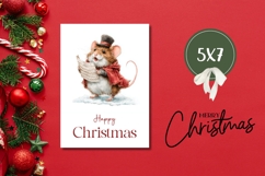 Happy Christmas Greeting Card, Winter Mouse Greeting Card Product Image 3
