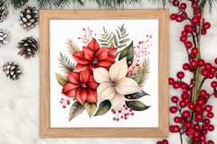 Christmas Flowers Watercolor Clipart, Christmas PNG Product Image 3
