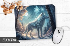 Spectral Wolf in Glowing Forest Mouse Pad PNG Design Product Image 1