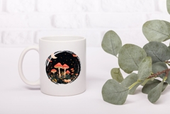 Night Forest Illustration, Red Mushrooms PNG Product Image 3