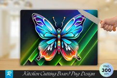 Neon Butterfly Cutting Board Sublimation Design Product Image 1
