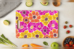 Bright Pink &amp; Yellow Flowers Cutting Boards sublimation Desi Product Image 3