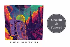 Neon Space Tumbler Wrap, Futuristic Astronaut Tumbler Design Product Image 3