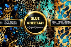 Blue Cheetah Digital Papers - 04 Variations Product Image 1