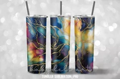 Neon Alcohol ink Tumbler Wrap Sublimation Designs Product Image 3