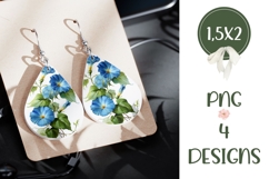 Blue Flowers Earrings, Floral Teardrop Earring Template Product Image 3
